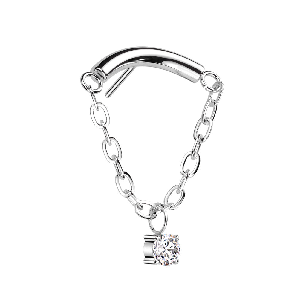 Hidden Helix Curved Bar Chain With Gem