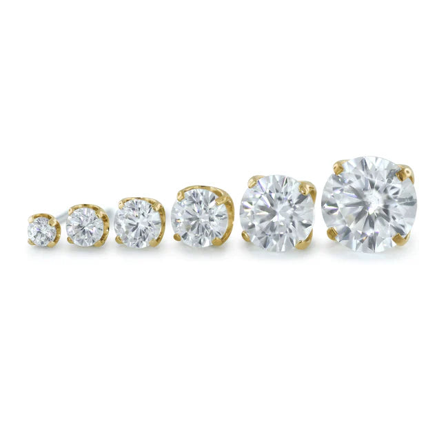 14k Gold Prong Set Round Gems