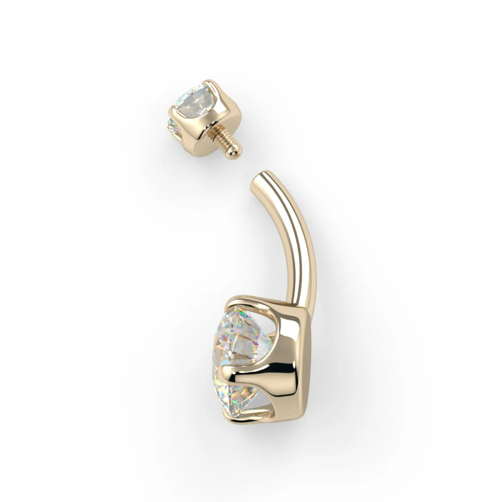 14k Prong-Set Navel Curve