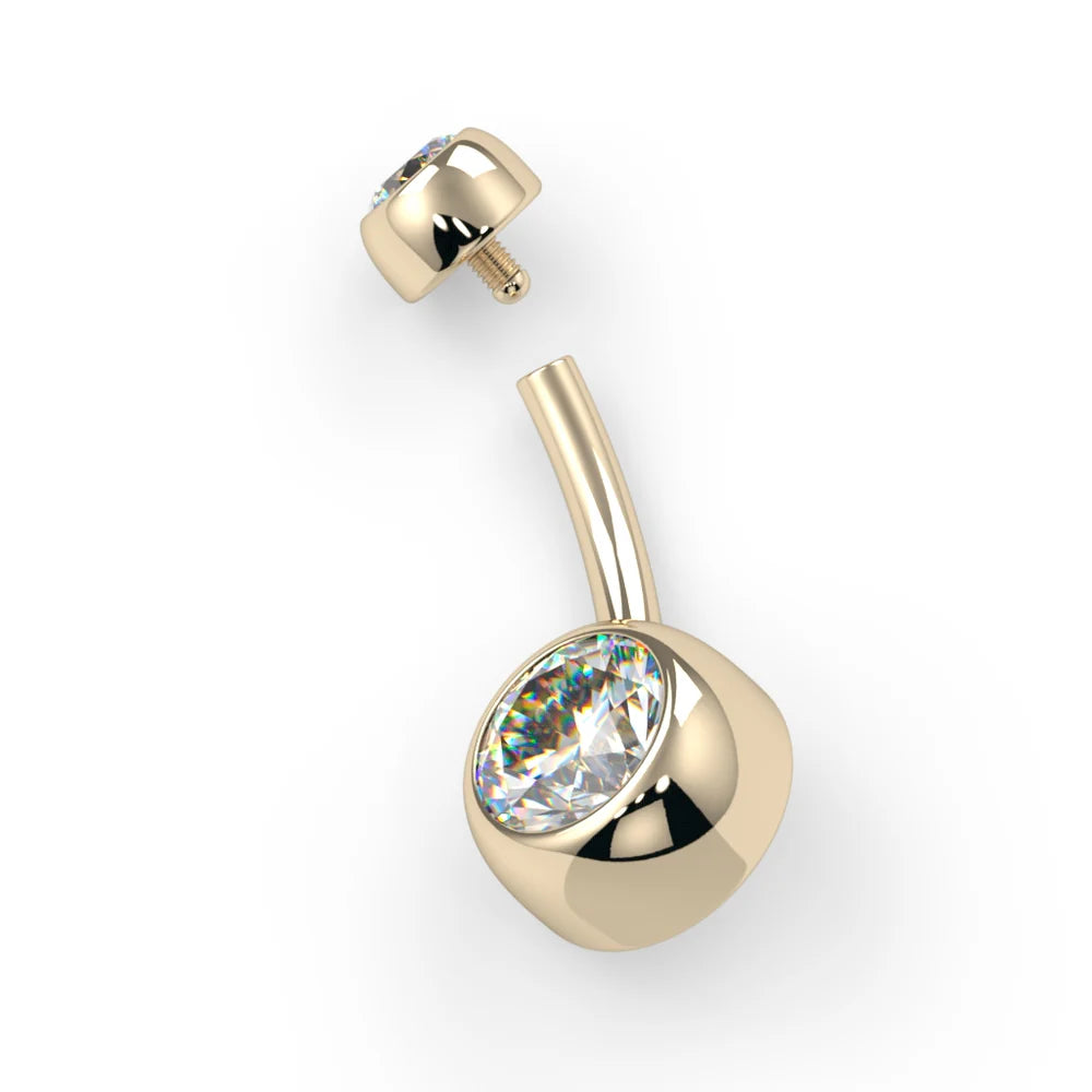14k Bezel-Set Navel Curve