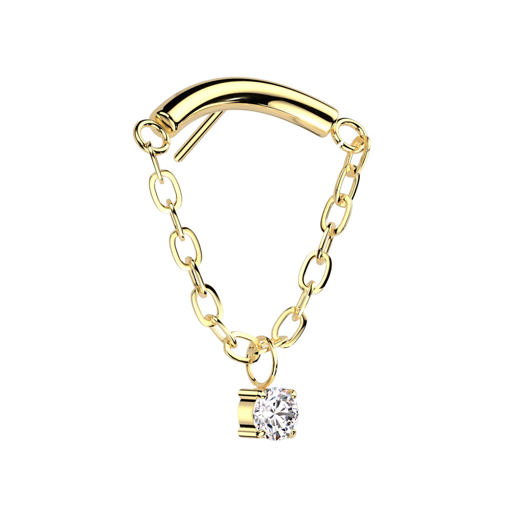 Hidden Helix Curved Bar Chain With Gem