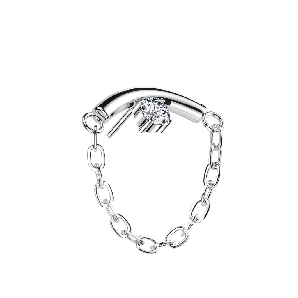 Hidden Helix Curved Bar with Gem Chain