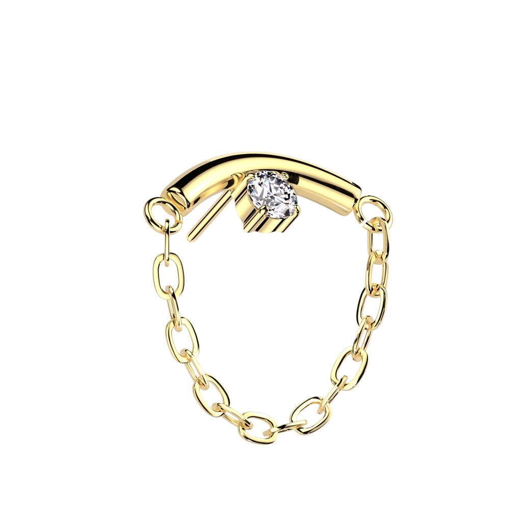 Hidden Helix Curved Bar with Gem Chain