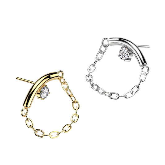 Hidden Helix Curved Bar with Gem Chain