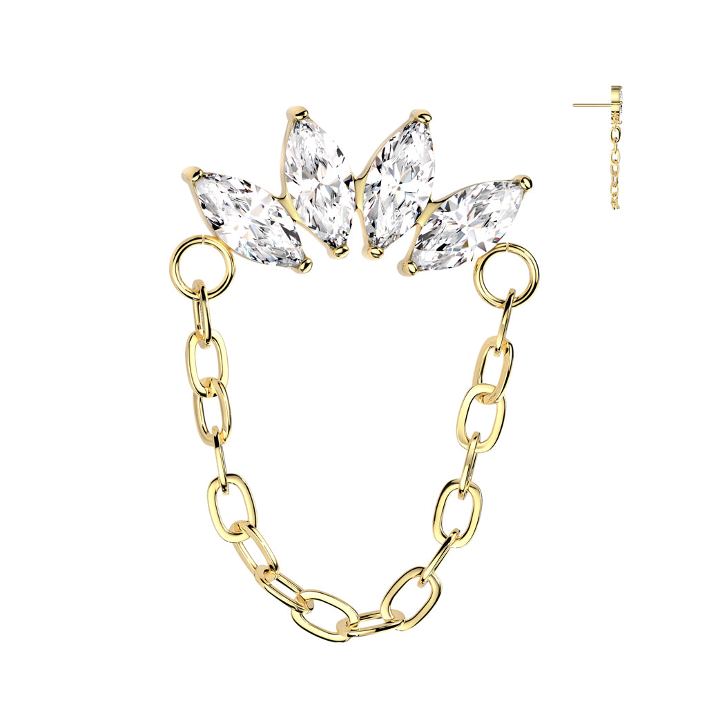 4 Marquise Gem Curved Bar Chain