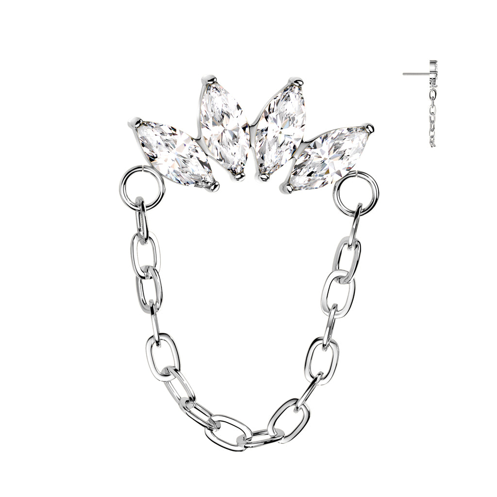 4 Marquise Gem Curved Bar Chain