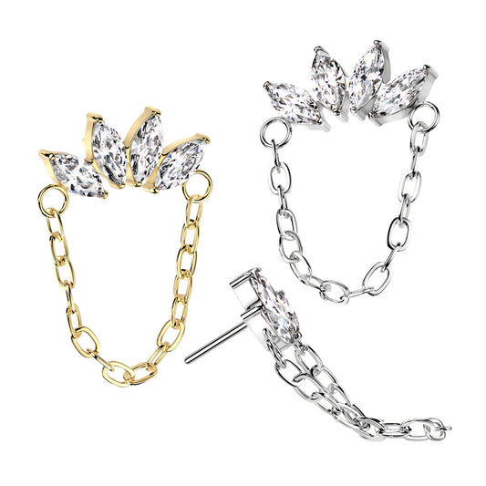 4 Marquise Gem Curved Bar Chain